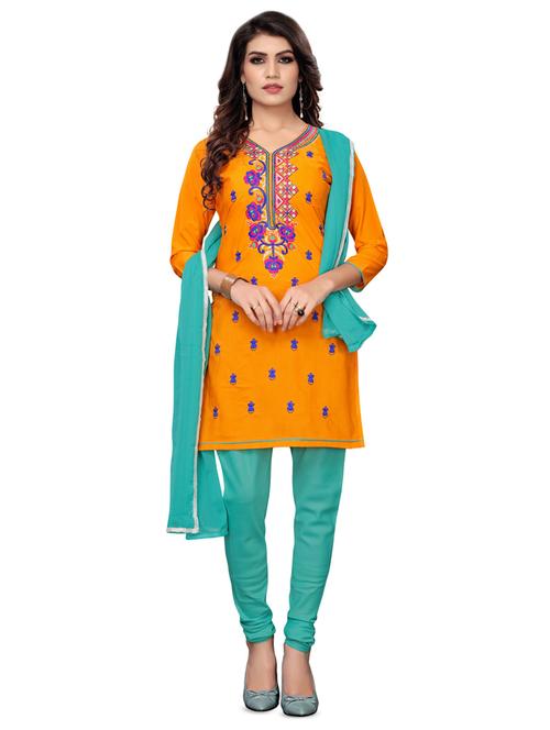 embroidered unstitched churidaar suit set - 16764083 - Very Small Image - 1