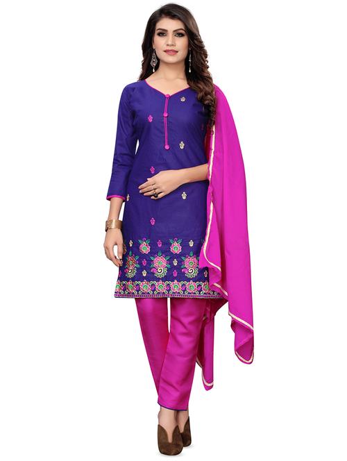 embroidered unstitched pant suit set - 16764092 - Very Small Image - 1