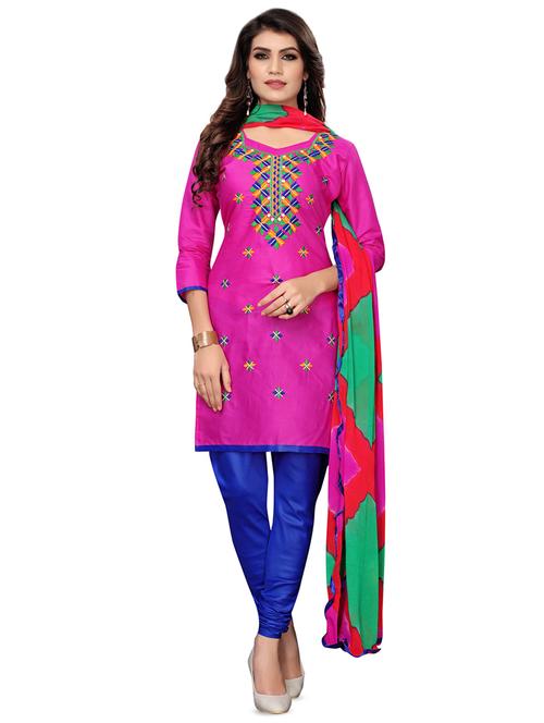 embroidered unstitched churidaar suit set - 16764093 - Very Small Image - 1