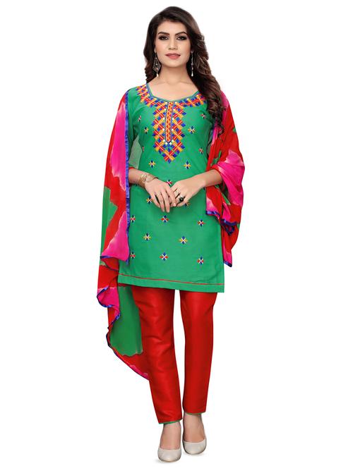 embroidered unstitched pant suit set - 16764094 - Very Small Image - 1