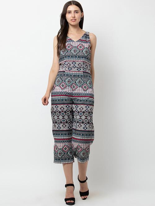 v-neck aztec jumpsuit - 16764137 - Very Small Image - 1