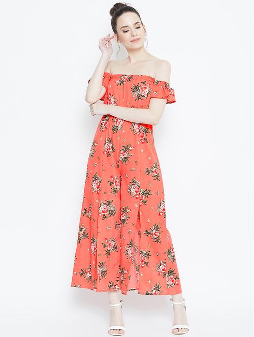 off shoulder floral full leg jumpsuit - 16764150 - Very Small Image - 1