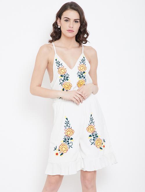 halter neck embroidered detail romper - 16764175 - Very Small Image - 1