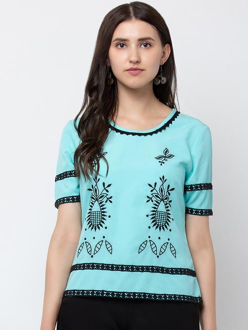 lace trim embroidered detail top - 16764242 - Very Small Image - 1