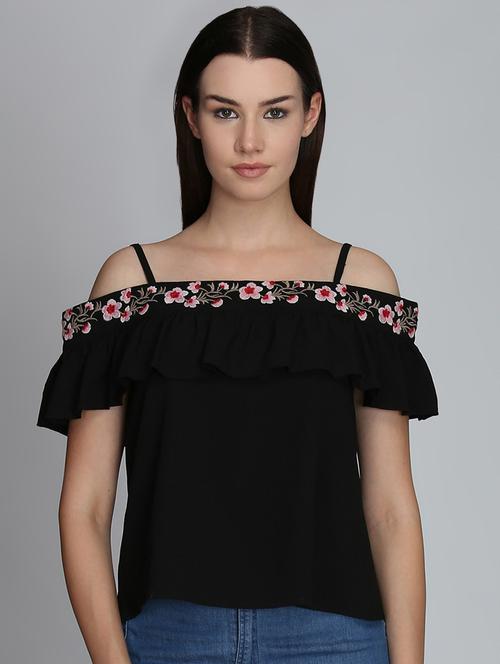 cold shoulder embroidered detail top - 16764325 - Very Small Image - 1