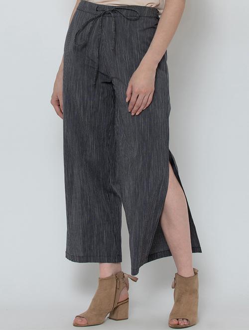 self design flat front side slit trouser - 16764404 - Very Small Image - 1