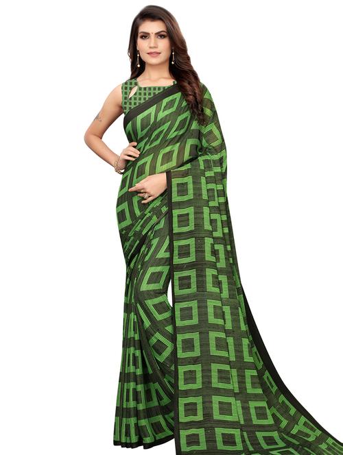 printed bordered saree with blouse - 16764611 - Very Small Image - 1