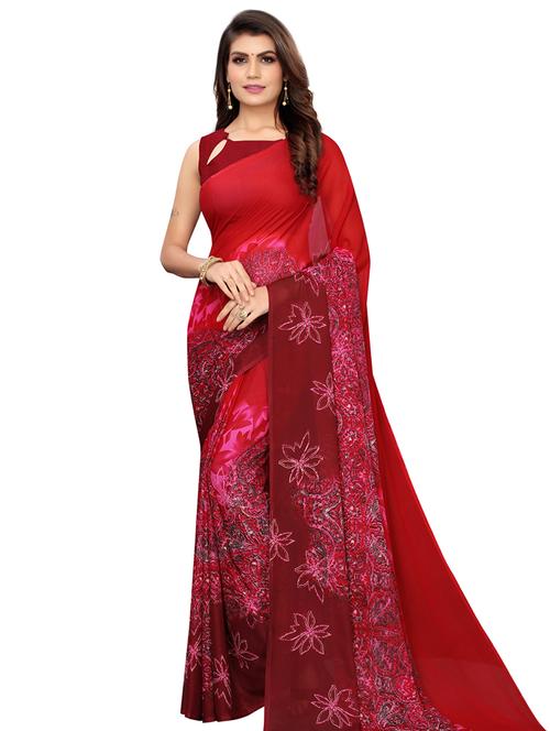 floral printed saree with blouse - 16764613 - Very Small Image - 1