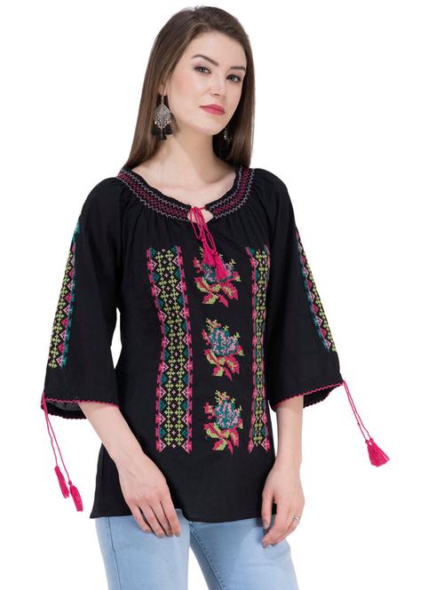 tie knot embroidered tunic - 16764678 - Very Small Image - 1