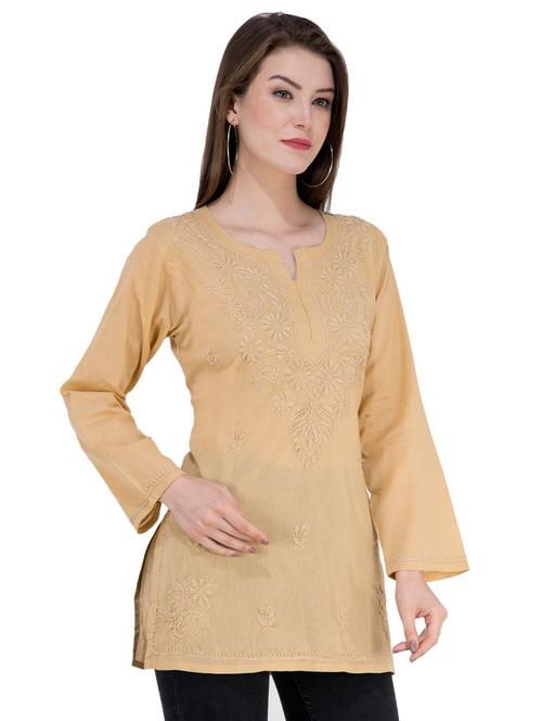 notch neck floral embroidered tunic - 16764689 - Very Small Image - 1