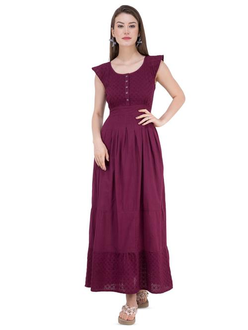 round neck pleated maxi dress - 16764718 - Very Small Image - 1
