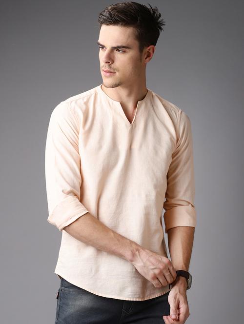 pink solid short kurta - 16764777 - Very Small Image - 1