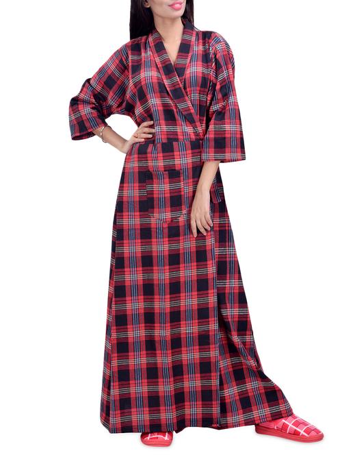 overlap checkered night gown - 16764940 - Very Small Image - 1