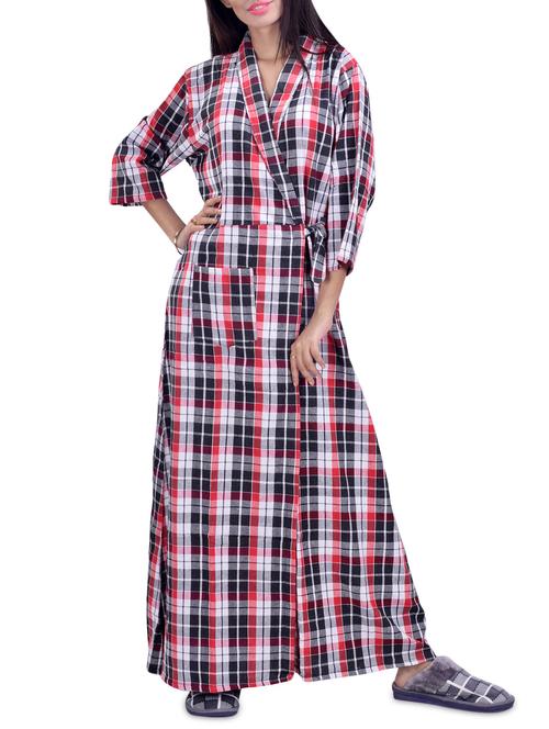 overlap checkered night gown - 16764943 - Very Small Image - 1