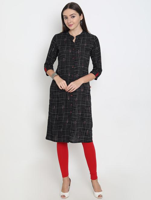 checkered straight kurta - 16765150 - Very Small Image - 1