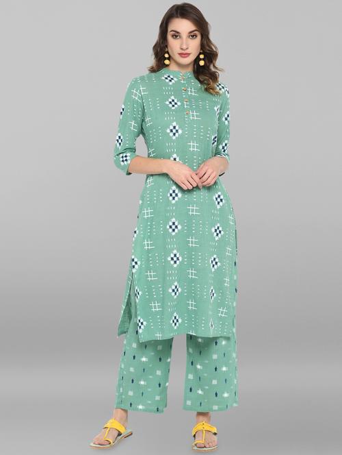 ikat print kurta palazzo set - 16765195 - Very Small Image - 1