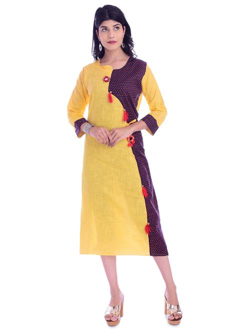 contrast a-line ethnic dress - 16765558 - Very Small Image - 1
