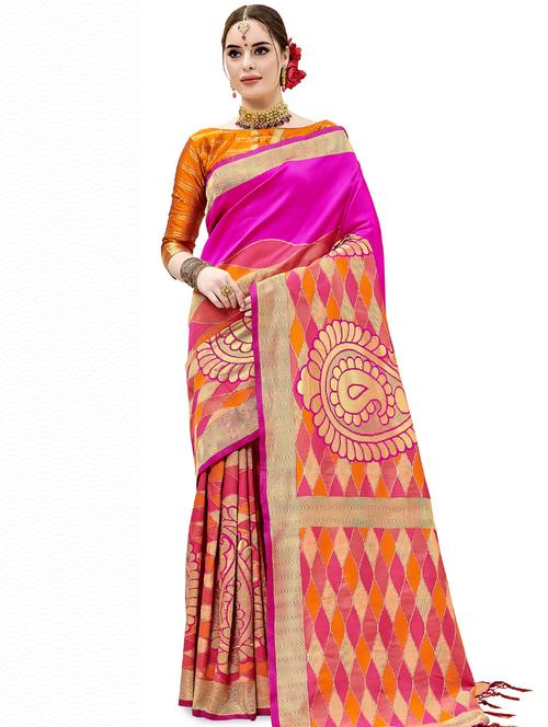 self design woven saree with blouse - 16766353 - Very Small Image - 1