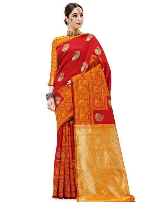 self design woven saree with blouse - 16766475 - Very Small Image - 1