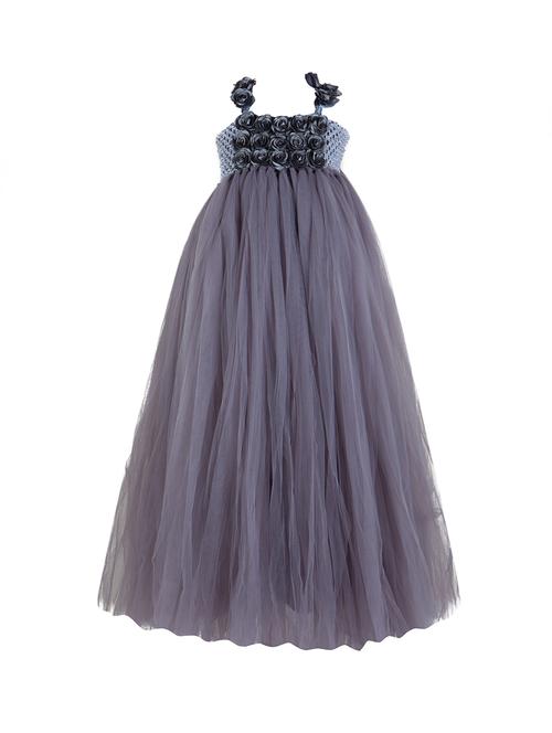 grey silk blend party gown - 16767166 - Very Small Image - 1
