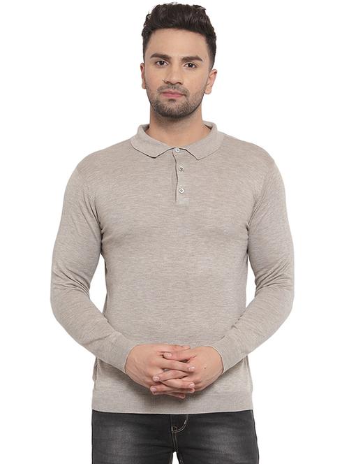 beige solid wool pullover - 16767181 - Very Small Image - 1