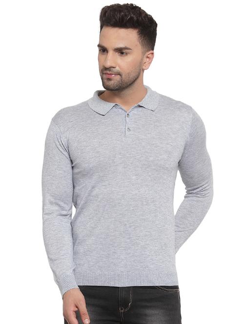 grey solid wool pullover - 16767184 - Very Small Image - 1