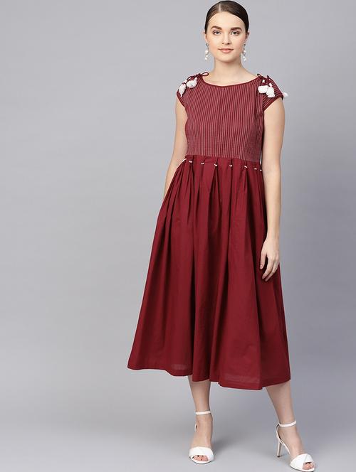pom pom detail fit & flare dress - 16767303 - Very Small Image - 1