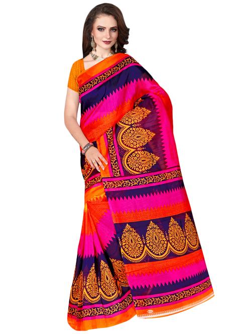 women's self design multi colored saree with blouse - 16767385 - Very Small Image - 1