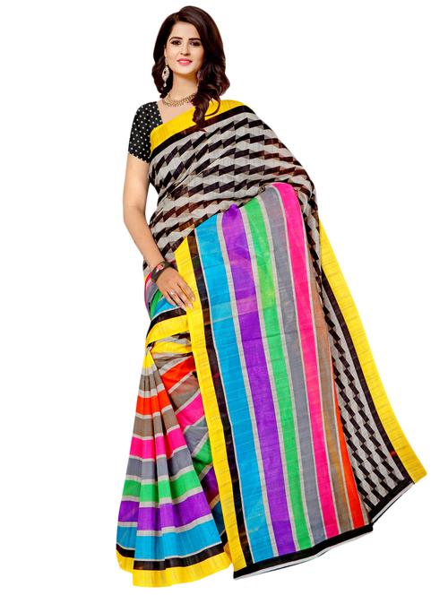 women's self design multi colored saree with blouse - 16767394 - Very Small Image - 1