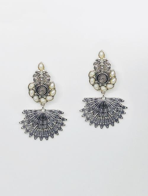 white silver tone metal jhumka earring - 16767515 - Very Small Image - 1