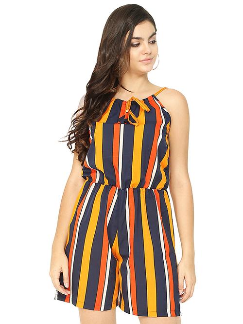tie up neck striped romper - 16767538 - Very Small Image - 1
