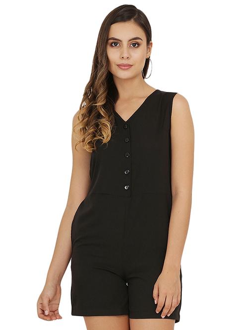 tie back v-neck romper - 16767543 - Very Small Image - 1