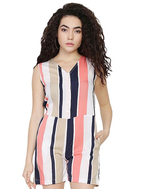 tie back striped romper - 16767546 - Very Small Image - 1