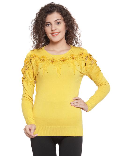 crew neck floral embellished lace top - 16767942 - Very Small Image - 1