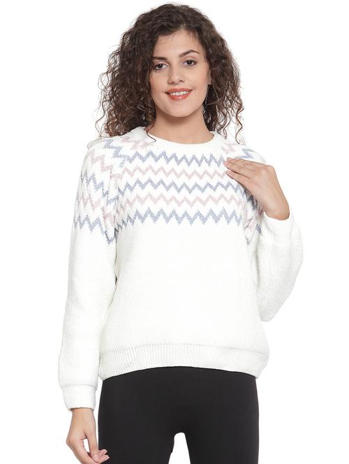crew neck long sleeved chevron pullover - 16767946 - Very Small Image - 1