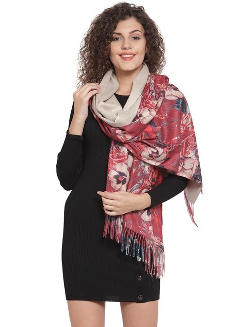 fringe hem floral stole - 16768598 - Very Small Image - 1