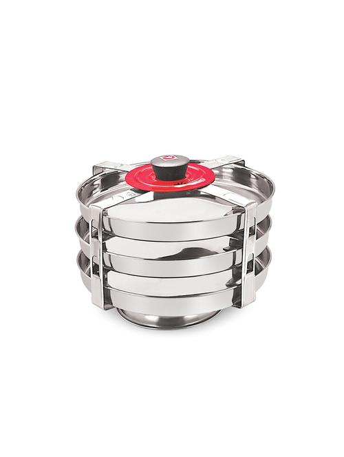 stainless steel 3 plates dhokla thatte idli maker - 16768624 - Very Small Image - 1