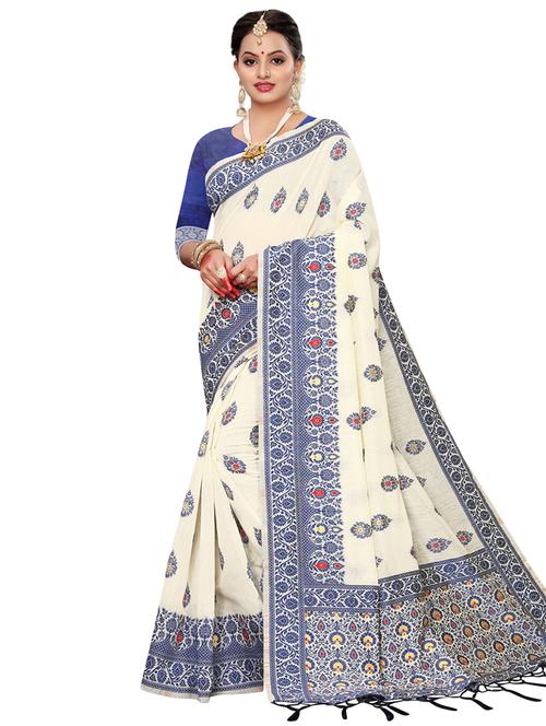 floral woven saree with blouse - 16768981 - Very Small Image - 1