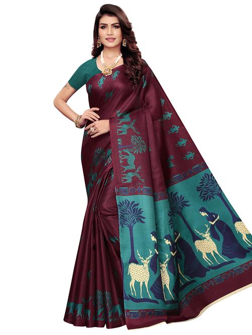conversational printed saree with blouse - 16768991 - Very Small Image - 1
