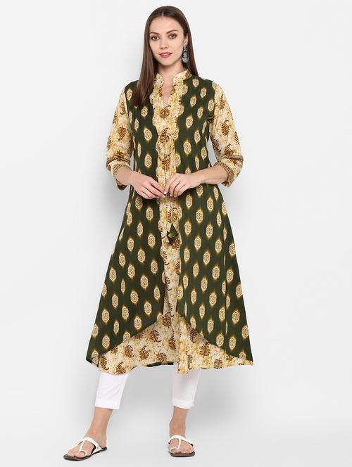 ethnic motif layered kurta - 16769109 - Very Small Image - 1