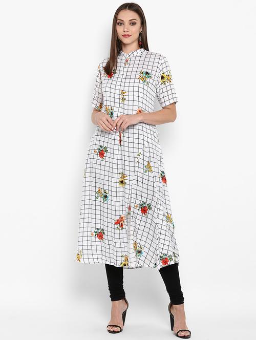 checkered flared kurta - 16769195 - Very Small Image - 1