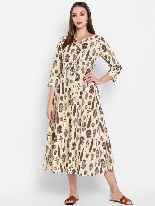 printed flared ethnic dress - 16769202 - Very Small Image - 1