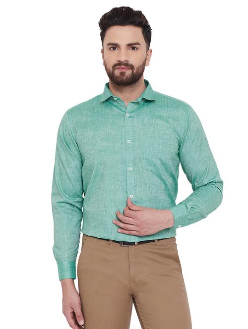 green solid formal shirt - 16769238 - Very Small Image - 1