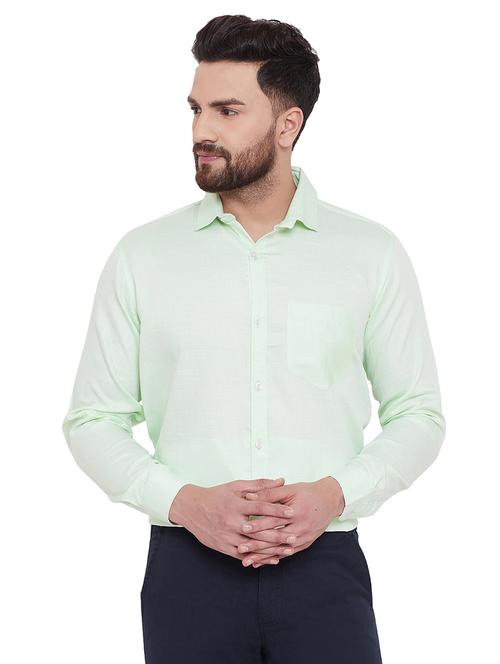 green solid formal shirt - 16769239 - Very Small Image - 1