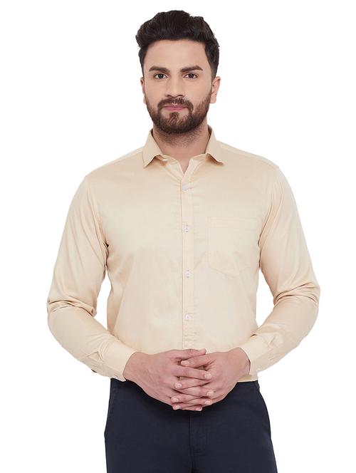 beige solid formal shirt - 16769242 - Very Small Image - 1