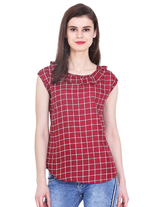 round neck checkered top - 16769384 - Very Small Image - 1
