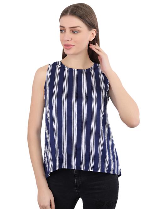 round neck striped high low top - 16769399 - Very Small Image - 1
