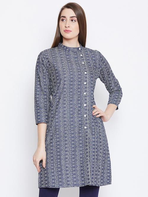 mandarin neck printed tunic - 16770673 - Very Small Image - 1
