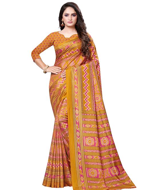 geometric print saree with blouse - 16770875 - Very Small Image - 1
