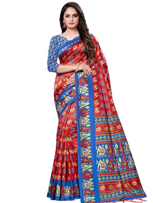 conversational printed saree with blouse - 16770885 - Very Small Image - 1